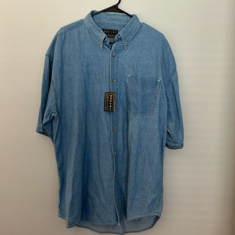 VINTAGE: Mens BOGARi Studio‎ Jean Button Down Short Sleeve Size XL Western Baggy